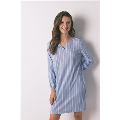 Camisón corto rayas algodón azul
