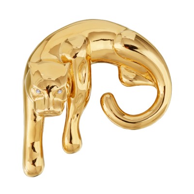 Брошь Пантера (кристаллы SW белые; покрытие золото), Есть комплект