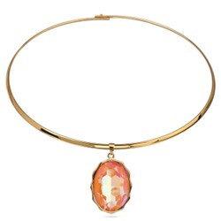 Колье Сияние (кристаллы SW оранжевые; покрытие золото) 42см, Есть комплект