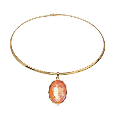 Колье Сияние (кристаллы SW оранжевые; покрытие золото) 42см, Есть комплект