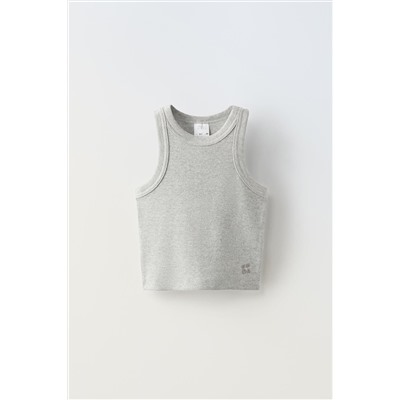 EMBROIDERED RIBBED TOP