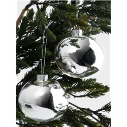 Игрушка елочная, 8 см, 2 шт, стекло, серебристая, Абстрактный шар, New year