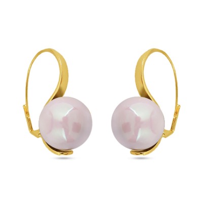 Серьги (Майорка 16мм розовая; покрытие золото), Есть комплект