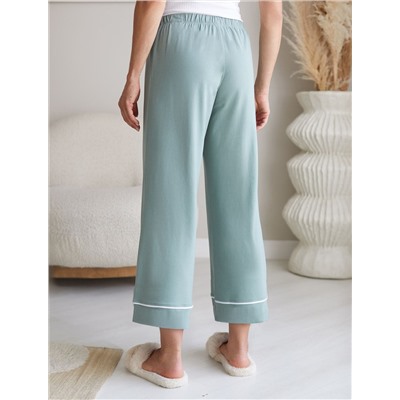 Укороченные брюки из эластичного хлопка с контрастным кантом