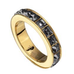 Кольцо Квадро (кристаллы SW темно-серые; покрытие золото), Есть комплект