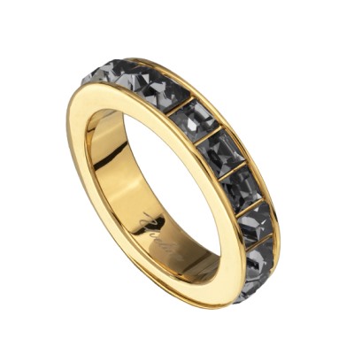 Кольцо Квадро (кристаллы SW темно-серые; покрытие золото), Есть комплект