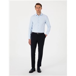 Açık Mavi Slim Fit Uzun Kollu Armürlü Gömlek