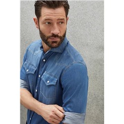 Мужская джинсовая рубашка с эффектом состаривания   Brunell*o Cucinell*i