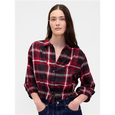 Plaid Tie-Waist Top