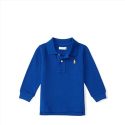 COTTON MESH LONG-SLEEVE POLO