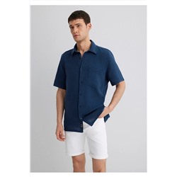 Mavi Lacivert Keten Gömlek Regular Fit / Normal Kesim 0211473-82183