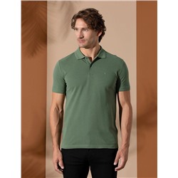 Haki Slim Fit Polo Yaka Basic Tişört