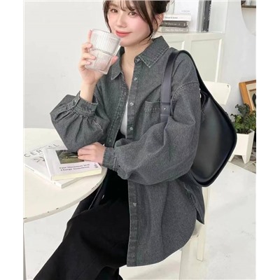 Женская свободная джинсовая рубашка