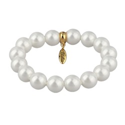 Браслет (Майорка 12мм белая; покрытие золото), Есть комплект