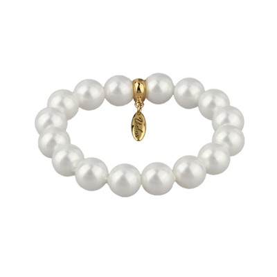 Браслет (Майорка 12мм белая; покрытие золото), Есть комплект