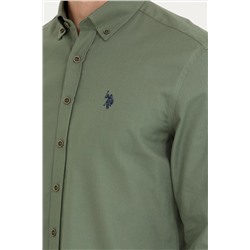 Erkek Haki Uzun Kollu Gömlek