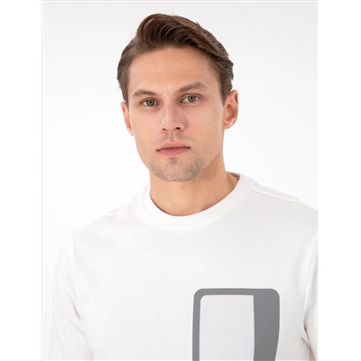 Ekru Regular Fit Bisiklet Yaka Sweatshirt