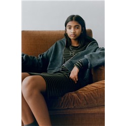 STRIPED RIBBED CUT-OUT DRESS