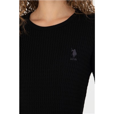 Kadın Siyah Bisiklet Yaka Basic  Kazak