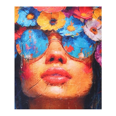 Декоративная наволочка "Девушка с цветами" 35х35см интерьерная