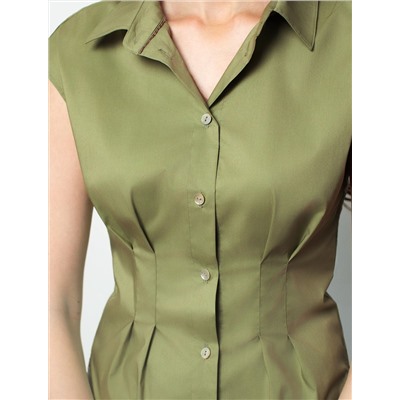 Блузка приталенного кроя с коротким рукавом из легкого хлопкового поплина с эластаном