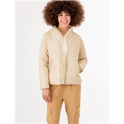 QUILTED SIDE KNIT MOTO JACKET