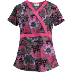UA Peace And Prosperity Fuchsia Mock Wrap Scrub Top