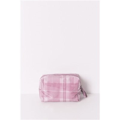 Neceser mediano estampado cuadros rosa