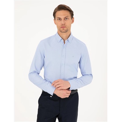 Açık Mavi Slim Fit Uzun Kollu Gömlek