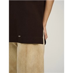 Коричневый вязаный жилет с воротником