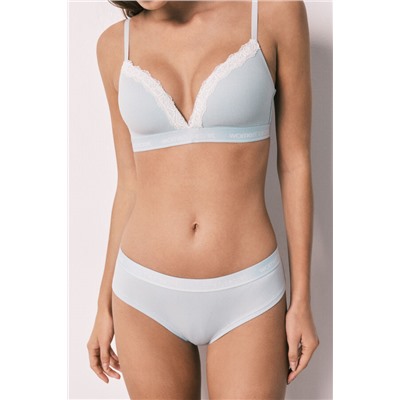 Braga brasileña ancha algodón canalé azul