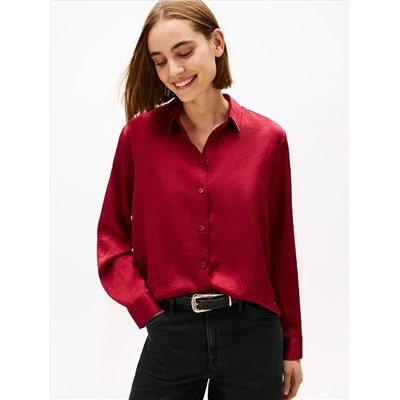 Relaxed Textured Stretch Satin Shirt