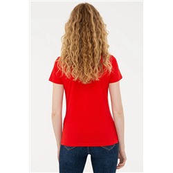 Kadın Kırmızı Basic Polo Yaka Tişört