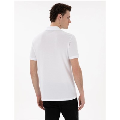 Beyaz Regular Fit %100 Pamuk Polo Yaka Basic Tişört