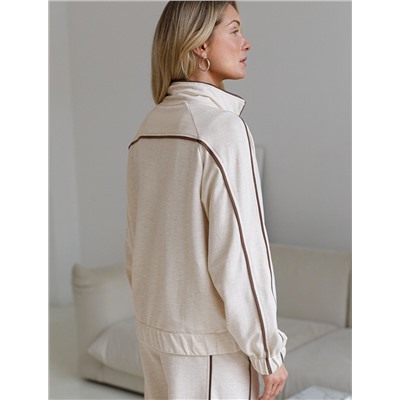 Свободный бомбер с лампасами на молнии из петельчатого футера двухнитки с эластаном