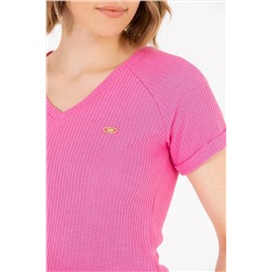 Kadın Pembe V - Yaka Tişört