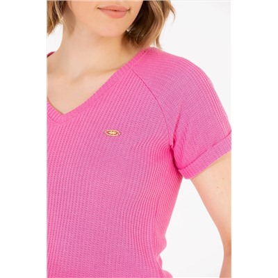 Kadın Pembe V - Yaka Tişört