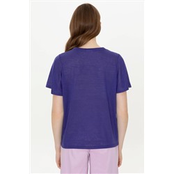 Kadın Mavi Bisiklet Yaka Tişört