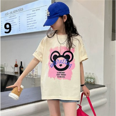 Хлопковые футболки для девочек (90-170) 10 Вариантов принтов