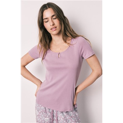 Pijama rosa estampado flores