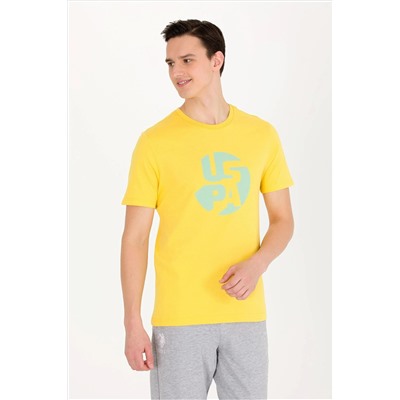 Erkek Koyu Sarı Bisiklet Yaka Tişört