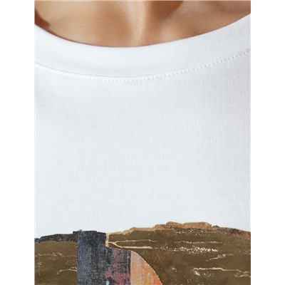 Свободная футболка с принтом из премиального хлопка с эластаном