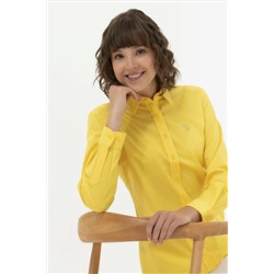 Kadın Sarı Uzun Kollu Basic Gömlek