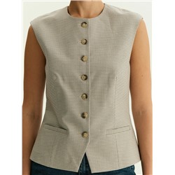 Однобортный жилет с принтом гусиная лапка, GL118/cage