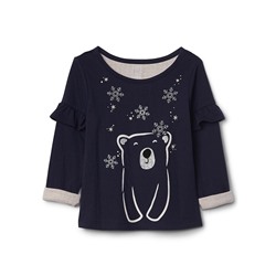 Embellished graphic ruffle pullover