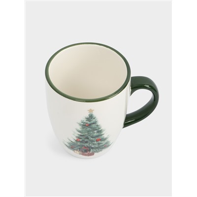 Кружка, 330 мл, керамика D, зеленая, Елка с подарками, Festival