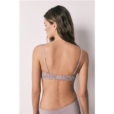 Sujetador triangular modal y encaje beige CHARMING