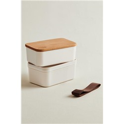 Margot Ahşap Kapaklı 2'li Lunch Box - 2x500 ml