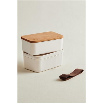 Margot Ahşap Kapaklı 2'li Lunch Box - 2x500 ml