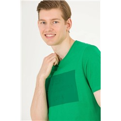 Erkek Yeşil Bisiklet Yaka Tişört